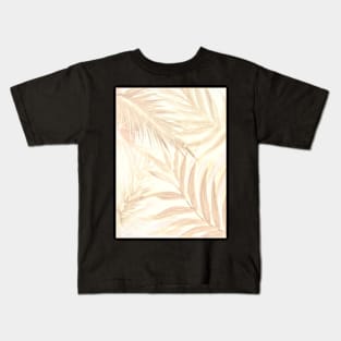 natural cream palm leaves tropical poster print miami sun Kids T-Shirt